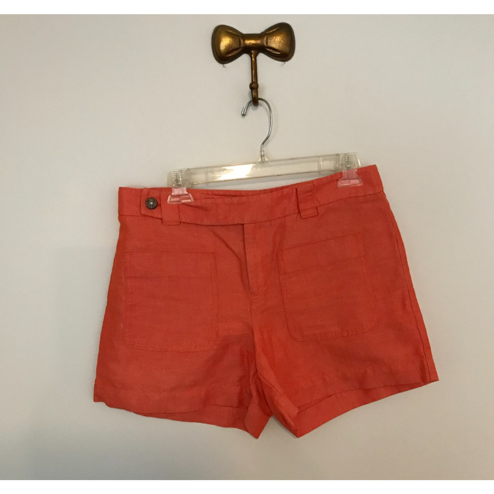 Anthropologie Daughters of the Liberation Linen Shorts 8 Orange High Rise - Picture 2 of 11